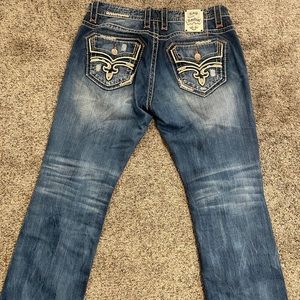 Mens 38 Straight Rock Revival Jeans